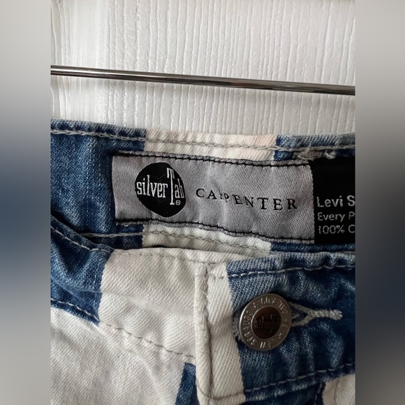 Vintage 90s Levi’s Silver Tab Carpenter Shorts Striped - Picture 3 of 6